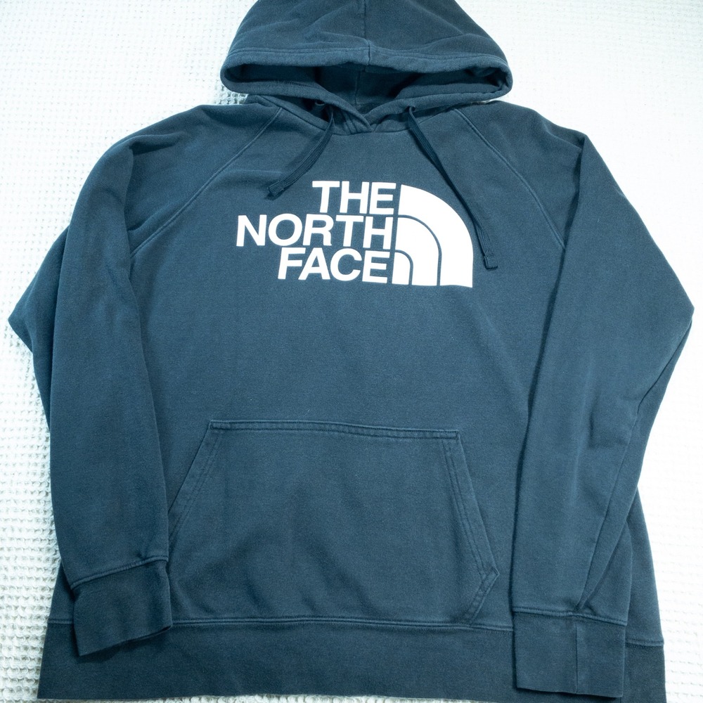 The North Face Womens Navy Blue Logo Pullover Hoodie Sweatshirt Size XL